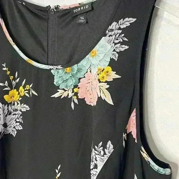 Torrid Black Floral Georgette Midi Dress 14 - Picture 7 of 10